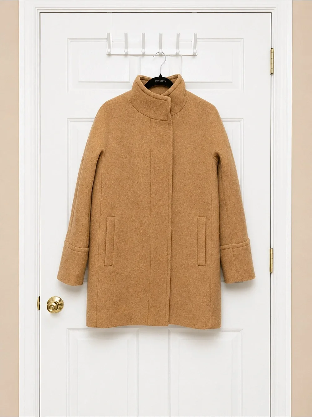 J. Crew Camel Trench Coat with Stand Collar